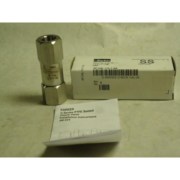 NEW PARKER C-SERIES PTFE SEATED CHECK VALVE 6F-C6L-1/3-T-SS 3/8" STAINLESS #1 image